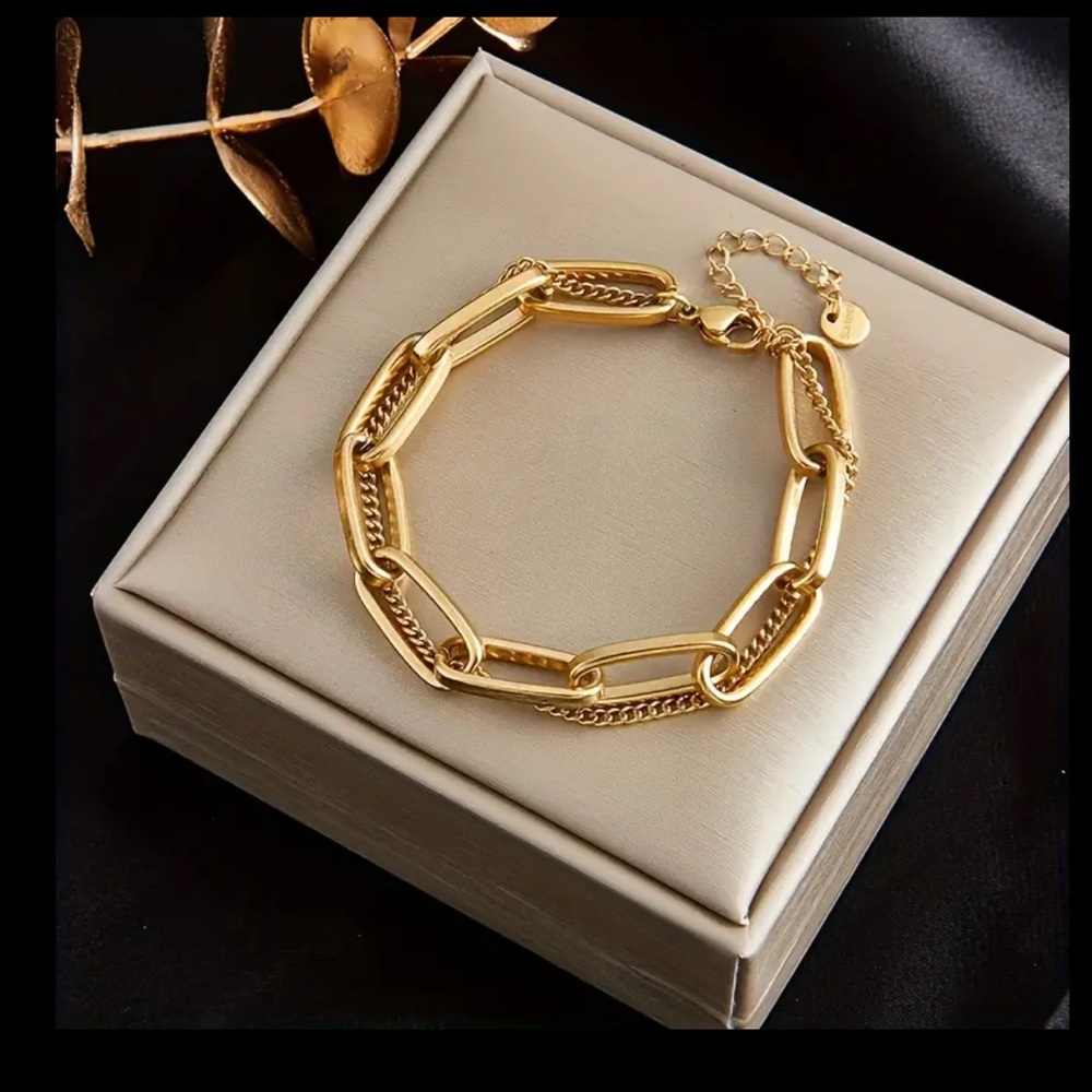 18k gold plated stainless steel chain link bracelet